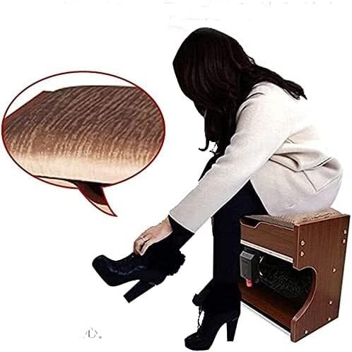 Automatic Shoe Polisher Machine, Household Electric Shoe Brush with Storage Box & Shoe Bench, 1400 RPM Shoe Shiner for Home & Public Use
