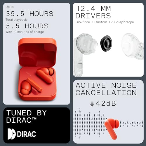 undefined CMF Buds 2a Wireless Earbuds 2025 New Active Noise Cancelling 42dB Hybrid ANC Bluetooth Headphones, 12.4mm Dynamic Driver for Big Bass, 4 Mics Clear Calls, Sport Ear Buds for iPhone, Android, Orange の商品画像 3