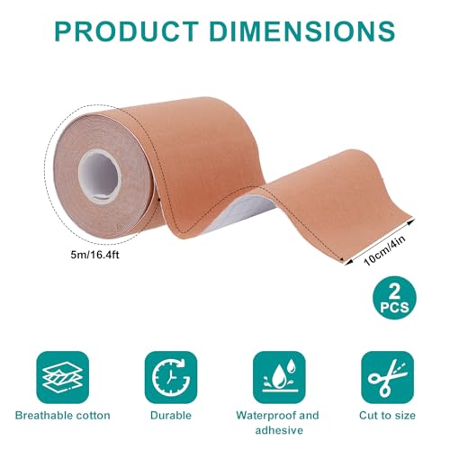 2 Rolls Tattoo Cover-up Tape, 5m/16.4ft Cuttable Water-Resistant & Sweat-Resistant Waterproof Tattoos Cover-up Makeup Patches Skin Concealer Bandage for Scars Birthmarks (Light Skin Tone)