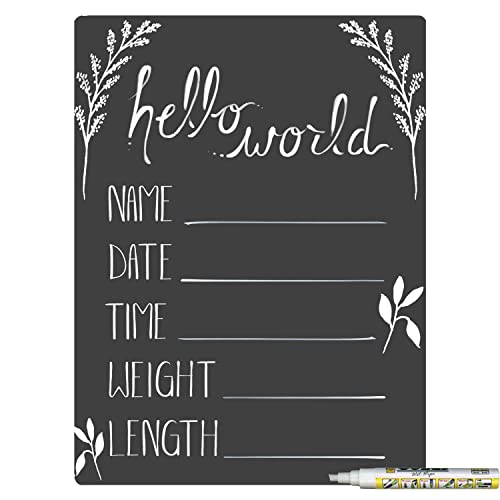 Cohas Hello World Newborn Baby Announcement Sign with Chalkboard Style