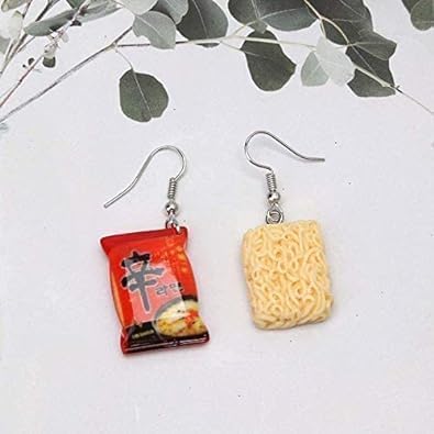 1Pair Red Funny Instant Noodle Chili Simulation Food Drop Earrings Women Fashion Jewelry Hook Earrings Artist Painter Jewelry Drop and Dangle - Image 3