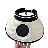 Jotekonoby Sombrero de protección UV de ala ancha para mujeres y hombres, con ventilador USB solar recargable integrado, transpirable, ventilado, para pesca, verano, sombrero para el sol (beige)