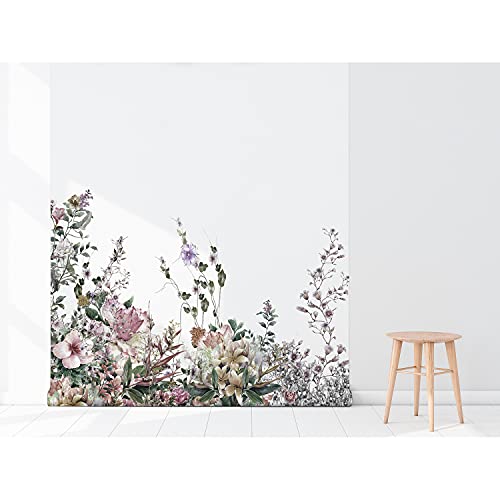 Papier peint intissé fleurs de terrain 208x146cm pour masquer les défauts muraux