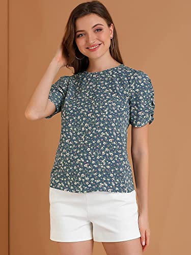 Image of TAGAS Women's Floral Puff Sleeves Western Top
