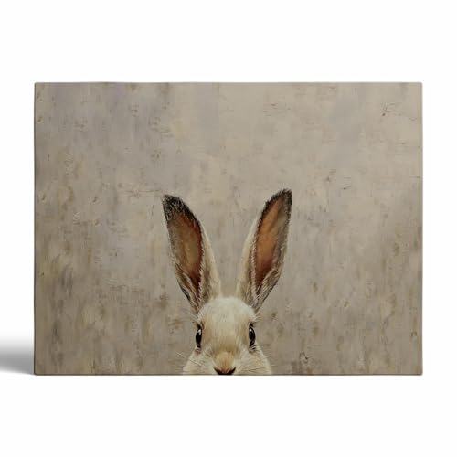 Vintage Easter Bunny Wall Art,Muted Spring Rabbit Painting,Animal Cottagecore Artwork,Neutral