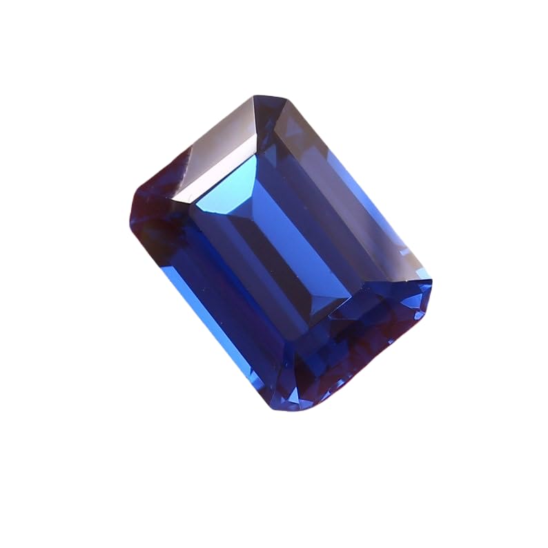 Saphir bleuet naturel taillé en émeraude 15x11mm, gemme de prestige pour joaillerie