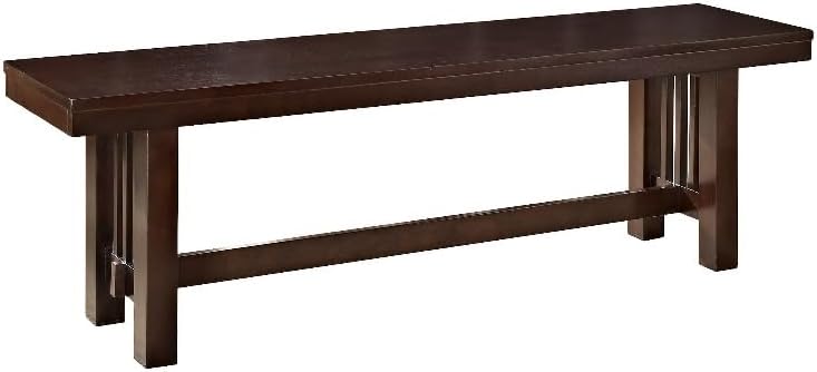 Walker Edison 3 Person Wood Dining Bench Armless Kitchen Table Set Dining Chairs, 60 Inch, Brown