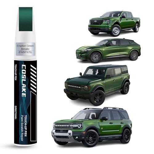 COSLAKE Car Touch Up Paint(Eruption Green Metallic(FA/M7476)) for Ford, Car Paint Scratch Repair Kit, Quick & Easy Solution to Repair, 2 in 1 Scratch Remover Pen with 2PCS Disposable Micro Applicators