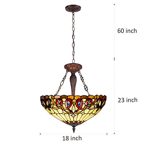 Capulina Tiffany Ceiling Light Pendant Lights 18" Wide 3 Light Victorian Style Chandeliers For Living Room Stairway Foyer Entryway #TOP5