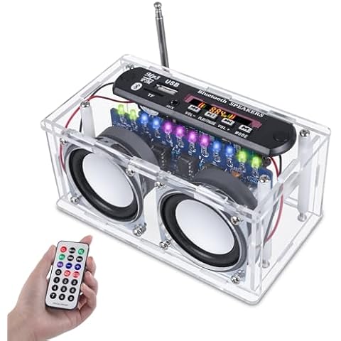 BANRIA DIY Bluetooth-Compatible Speaker Kit,Recording Function FM Radio Soldering Practice Kit with LED Spectrum,TF/AUX/Bluetooth/USB Support,Remote Control Soldering Project for Indoor/Outdoor Use Cover