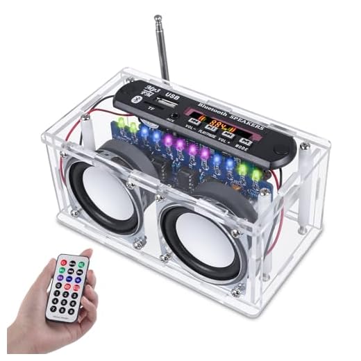 DONGKER DIY Elektronik Lautsprecher Löten Bausatz Bluetooth Kit mit FM Radio, Mini Heimstereo Sound Verstärker mit LED Anzeigeleuchte DIY Radio Kits Lautsprecherbox mit Fernbedienung