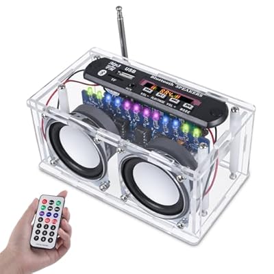 DONGKER Kit de construcción de altavoces electrónicos DIY con radio FM, amplificador de sonido estéreo con luz indicadora LED, kit de radio DIY con mando a distancia | Ya disponible en tu tienda friki favorita! En mundofriki.es!