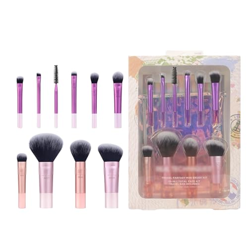 Brochas de Maquillaje, Juego de Pinceles de Maquillaje Profesional para Sombra de Ojos, Resaltador, Rubor, Contorno en Polvo Brochas Faciales y Ojos, Cepillo de Maquillaje con Bolso, 11 Piezas