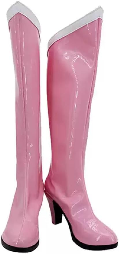 Pink Knee-High Boots Adult Fashion Female Party Footwear for Lolita Comic Con Themed Costume Events
