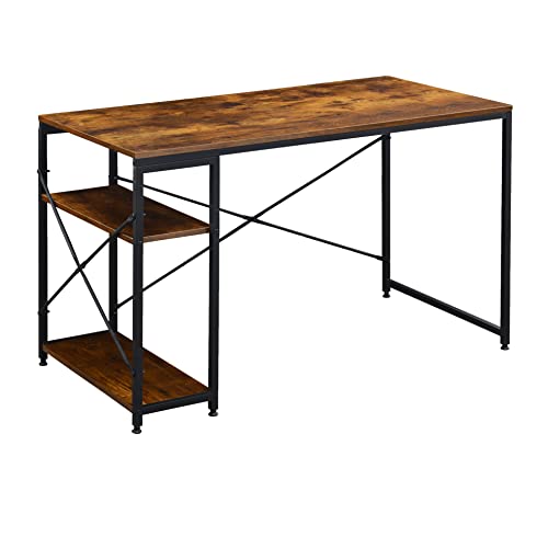 Wonderhome Schreibtisch 47", Arbeitstisch für Zuhause und Büro mit Ablagefach auf der linken oder rechten Seite, Industrieller Holztisch im schlichten Stil Metallrahmen für PC und Laptop-Notizbuch Cover