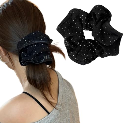 Wekuvo Black Polka Dot Hair Scrunchie for Women