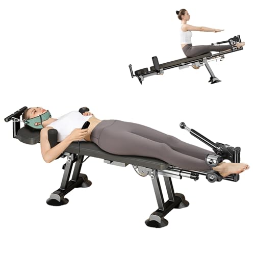 Alternative Inversion Traction Table, Fitness Full Body Traction Bed, Massage Cervical Traction Table for Lumber Stretching, Back Decompression Bench Machine for Home (Black, Heighten)