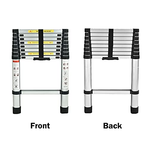 Aluminum Extension Ladder 8.5Ft Non-Slip Extending Attic Loft Ladder Lightweight Folding Ladders Extendable Multi Purpose 9 Steps, 150Kg/330Lb Load Capacity #TOP2