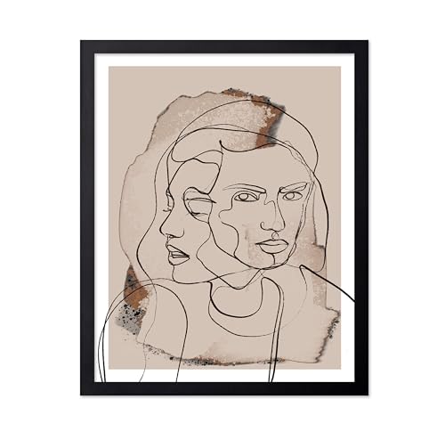 Monem Art Abstract Dual Face Line Drawing Print - Modern