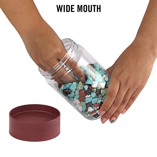 CELLO Modustack Glassy Storage Jar Set of 3 (750 ml x 3), Maroon | Glass Jar with Lid | Stackable | For Grains, Pulses, Spice, Cereals, Cookies, Dry Fruits | Fridge Storage Container