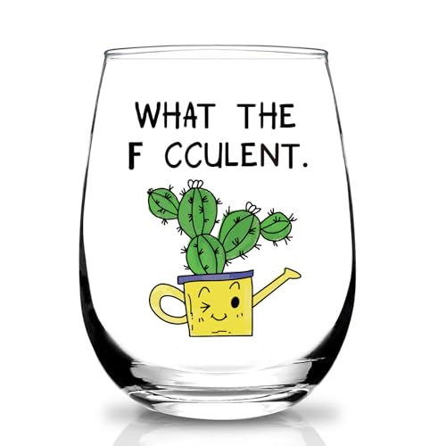 SOCOARZR Gardening Gifts for Women,Plant Lover Gift for Wome.Plant Lady Mom Gift,Friend Birthday Gifts,Succulent Cactus Plant Present 15Oz Wine Glass