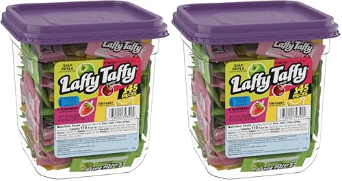 Laffy Taffy Candy, Assorted Fruit Flavored Taffy Candy, Sour Apple, Cherry, Strawberry & Banana Flavors (145 Pieces) (Pack of 2)
