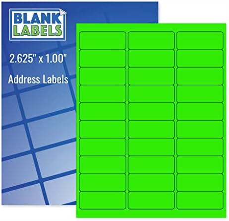 Amazon.com : Blank Labels Fluorescent Green Mailing Labels from Blank Labels  - 2-5/8" x 1" (2.625 x 1) - 30 Labels Per Sheet 100 Sheets : Office Products