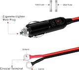 HuaLiSiJi gniazda zapalniczki z przyłączem typu O ring,12V/24V,14AWG,15A,20A,z LED kabel do diodamikabel do przetwornicy,do przetwornic samochodowych, systemów audio w samochodach itp. (3 m)