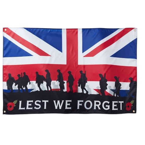 Runesol Lest We Forget Premium Remembrance Poppy Day Flag - 3ft x 5ft 4 Grommets Indoors/Outdoors