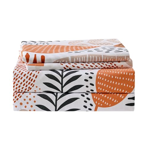 Yibeizi Boho Leaves Printed Sheet Set Queen, Botanical Pattern Bed Sheets Microfiber Bedding Sheets & Pillowcases Soft 15 Inch Extra Deep Pocket Fitted Bedsheet 4 Piece thumb #6