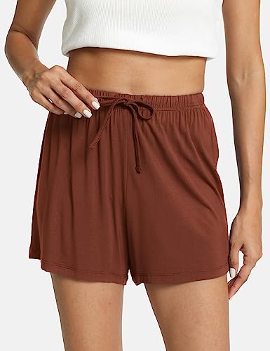 Image of GYS Women's Bamboo Viscose Cooling High Waisted Pajama Shorts | Moisture wicking, Breathable, Tagless, Soft stretch, Elastic waist with drawstring, for hot flashes & summer sleep