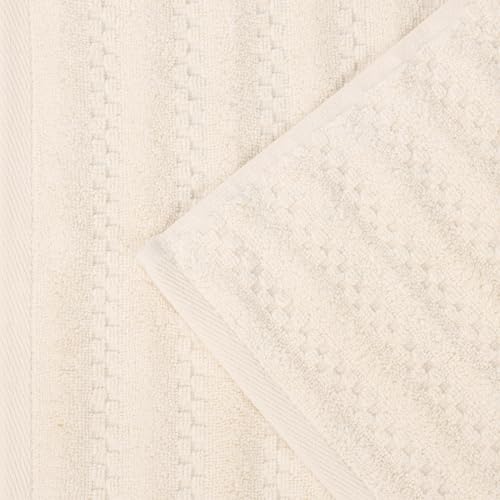 Superior Zuma Zero Twist Cotton Medium Weight Towels, for Guest Bath, Bathroom, Shower, Spa, Plush Towels, Bath Essentials, Waffle Textured Stripes, 3 Piece Assorted Towel Set, Ivory by SUPERIOR - Image 4