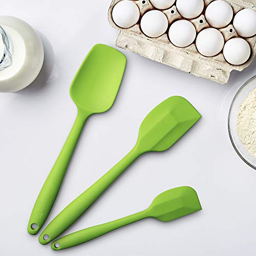 Silicone Spatula 3-Piece Set, Ergonomic Handle High Heat-Resistant Spatulas, Non-Stick Rubber Spatulas With Stainless Steel Core, Green #TOP3