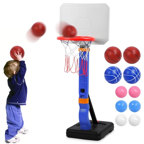 JKOKPMG Panier de Basket Exterieur - Jouets pour Enfants réglable en 5 hauteurs de 70 à 138 cm, Panier Basket Enfant 3+, Panier de Basket Enfant, Jouets de Plein air, Cadeau pour garçons et Filles