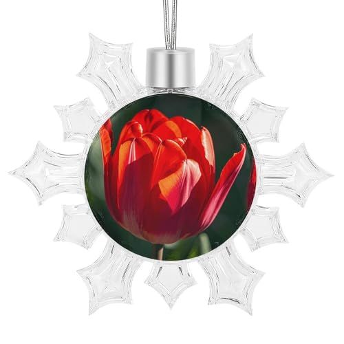 Pendentif flocon de neige de Noël rouge chic pour décoration de sapin et table de fête