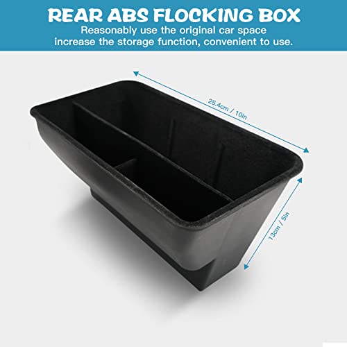 Wsfsljwdw Fit For Tesla Model Y 2020 2021 2022,Storage Box Under Rear Row Center Console Organizer Rear Abs Flocking Box (Black) #TOP2