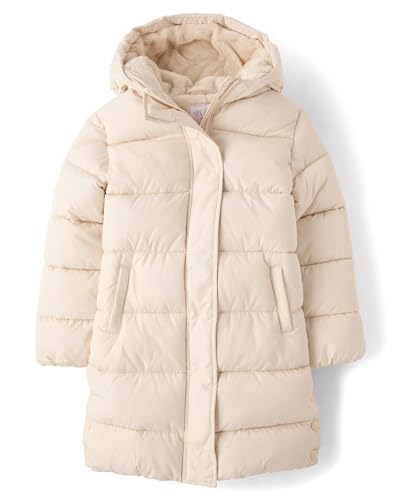 The Childrens Place,Girls,Medium Weight Long Puffer Jacket, Wind-resistant, Water-resistant,Frappe,Large