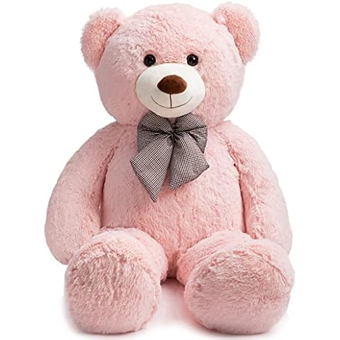 HollyHOME Giant Teddy Bear Large Teddy 120cm Soft Plush Toy Cute Bear 47 Inch Birthday Gifts for Girlfriend Children Girls and Boys, Pink Cover