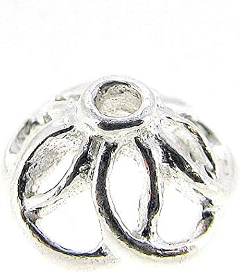 4 pcs .925 Sterling Silver Bali Bead Flower Cap 4x 8mm / Findings / Bright