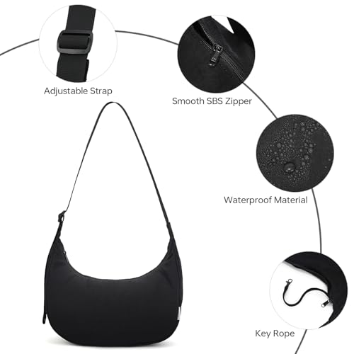Crescent Bag For Women, Shoulder Bag Nylon Crossbody Bags For Women Multi-Pocket Sling Crossbody Bag Adjustable Strap3