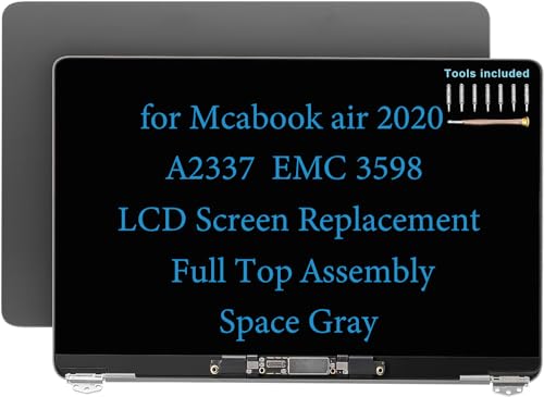 Image of 13 inch Screen Replacement for MacBook Air M1 2020 A2337 EMC 3598 Display Full LCD Screen Complete Full Top Assembly Kit 661-16806 (Space Gray)