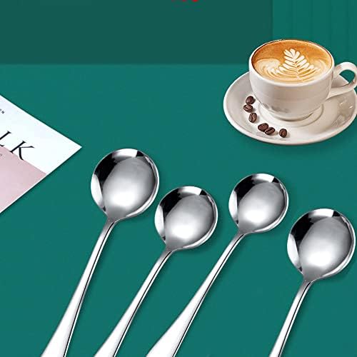 4 Pieces Small Table Spoon Serving Spoon Dinner Spoons Stainless Steel Table Spoons Soup Spoons Silverware Set Sturdy Easy to Clean Dessert Spoons Dishwasher Safe, Gold, silver (T-0043)