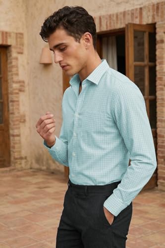 Image of Louis Philippe Men's Slim Fit Easy to Iron Everyday wear Premium Cotton Full Sleeve Checks Formal Shirt