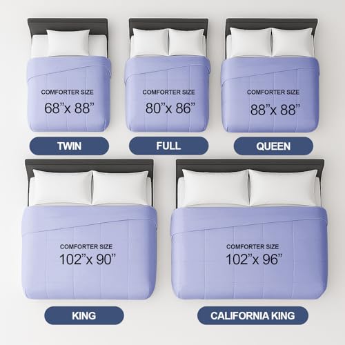 Image of Cal King Size, Lavender Alternative Down Comforter - Warm, Lightweight & Breathable Hotel Quality Bedding for Men, Women, Kids & Teens - All Season Oversized Cooling Microfiber Duvet Insert Comforter