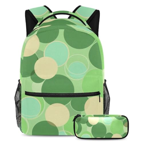 Motif géométrique circulaire pour cet ensemble sac à dos grande capacité et trousse