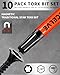 DYRECELVE Impact Torx Bit Set T15 T20 T25 T30 T40, 10-Pack 2 Inch S2 Steel Magnetic Power Bits for Impact Driver, 1/4 Inch Hex Shank Heavy Duty Magnetic Grip (Anti-Slip)
