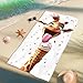 Funny Giraffe Ice Cream Microfiber Beach Towel Cute Cartoon Animal Bath Towel, Quick Dry Absorbent Sand Free Lightweight Beach Blanket, Summer Vacation Pool Gym Essentials 70x35 Inch