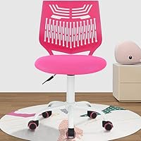 Desk Chair Armless Cute Home Office Desk Chair for Kids, Swivel Computer Task Chair Study Chair with Mesh Padded Cushion and Rolling Wheels for Child, Pink