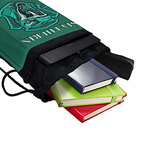 LOGOVISION Harry Potter Slytherin Stain Glass Drawstring Backpack Sports Bag Sackpack 17" x 13", Perfect for Gym, Yoga or Practice4