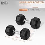 Fitvids Hex Dumbbells Rubber Coated Hand Weights for Exercises and Fitness Home Gym, 5-50 LB Pair - Image 2